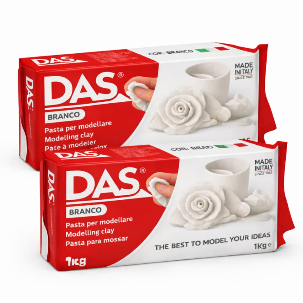 Kit 2 Massa Modelar 500g Das Branca Escultura Cerâmica Fria