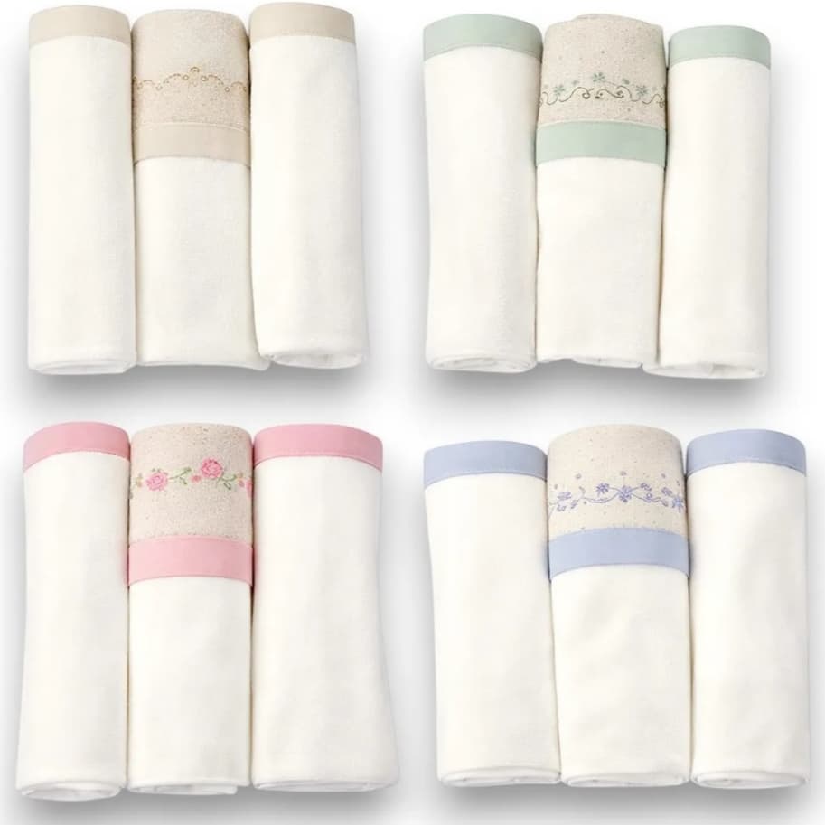 Kit Cueiro para Bebe 3 Peças Bordado Premium 100% Algodão Loupiot Nature Minasrey