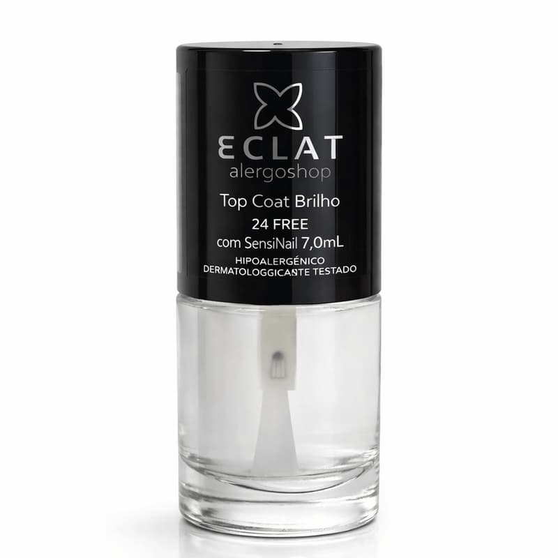 Esmalte Top Coat Extra Brilho Hipoalergênico Para Unhas 7ml Eclat Alergoshop