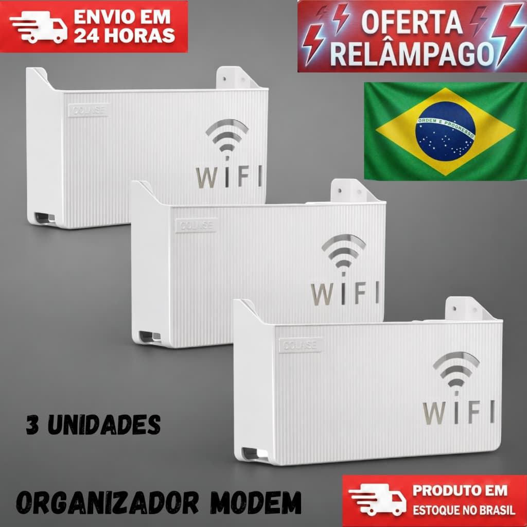 Kit 3 Suporte Para Roteador Modem Wi-fi Adesivo Organizador
