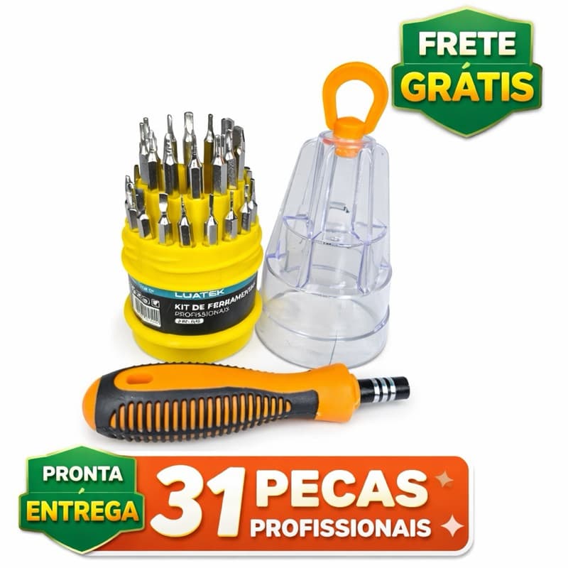 Jogo De Chave De Fenda Philips Alen Torx 31 Peças Estojo Magnético Completo