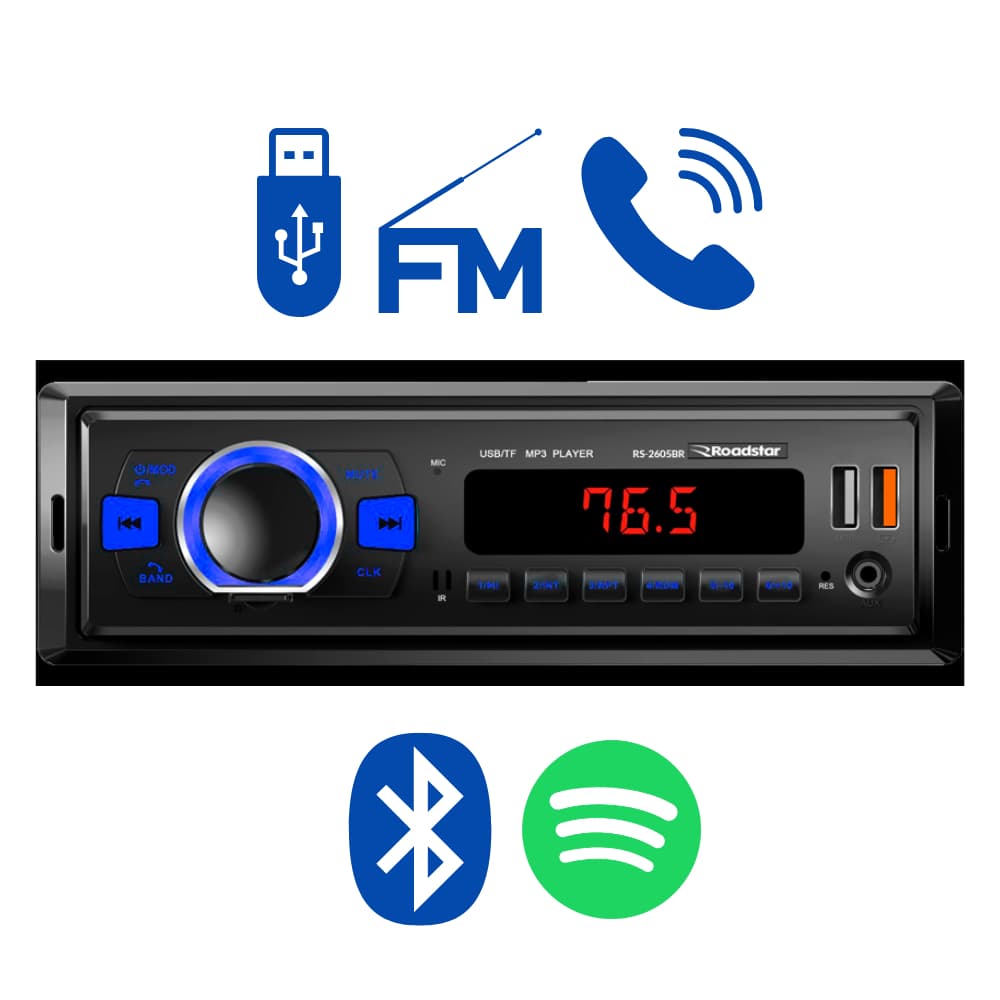 Rádio Som Carro Automotivo Controle Mp3 Bluetooth Usb Fm