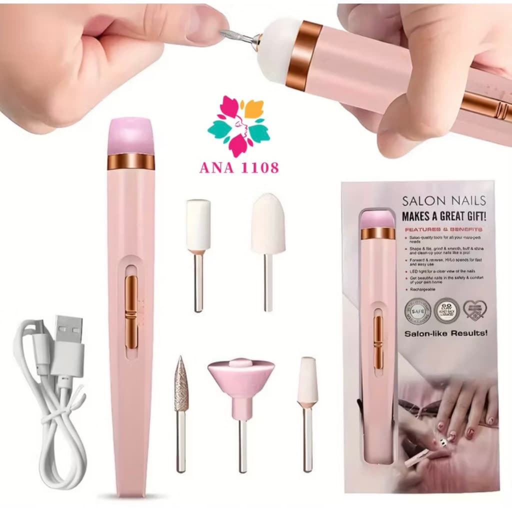 Lixadeira Elétrica de Unhas 5 em 1 Portátil  Sem Fio/ Recarregável/ Manicure e Pedicure Profissional-GGUAN Oficial