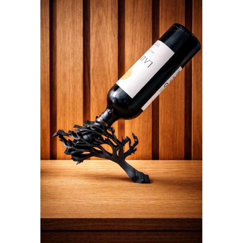 Suporte De Vinho Árvore 21cm Flutuante Porta Garrafa 750ml Porta Vinho Área Gourmet