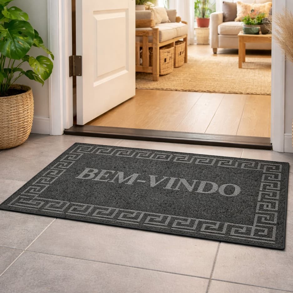 Tapete Pvc Capacho Bem Vindo  Antiderrapante Emborrachado para Porta Lavável