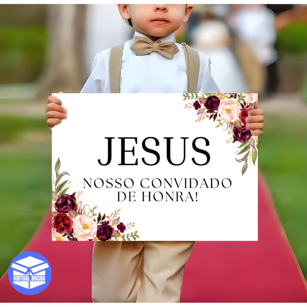 Placa Decorativa Casamento Jesus Nosso Convidado de honra
