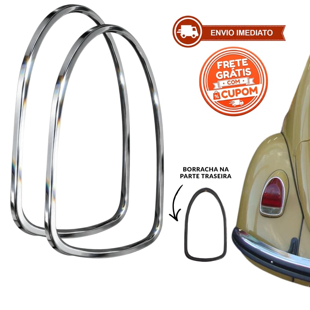 Par Friso Aro Cromado Lanterna Traseira Do Fusca 1500 Anos 1970 1971 1972 1973 1974 1975