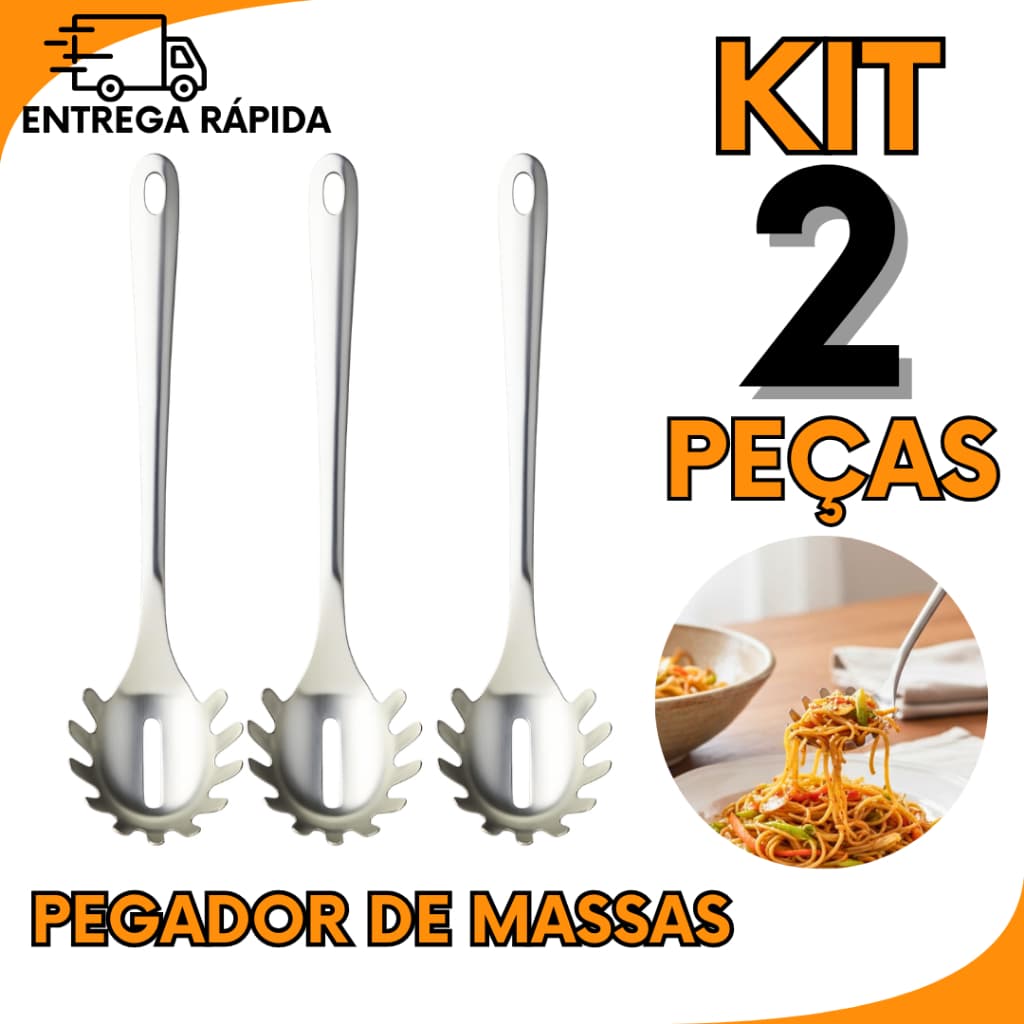 Pegador de Massa Inox Cozinha Utensilio Resistente para Macarrao e Espaguete