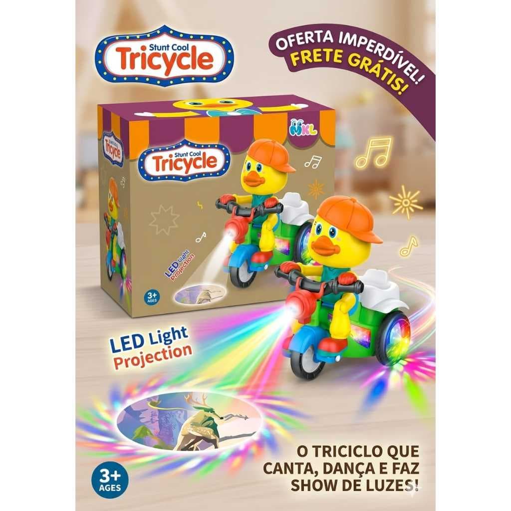 🚲 Triciclo Musical Infantil com Luz LED e Projeção – Patinho – 3+ Anos