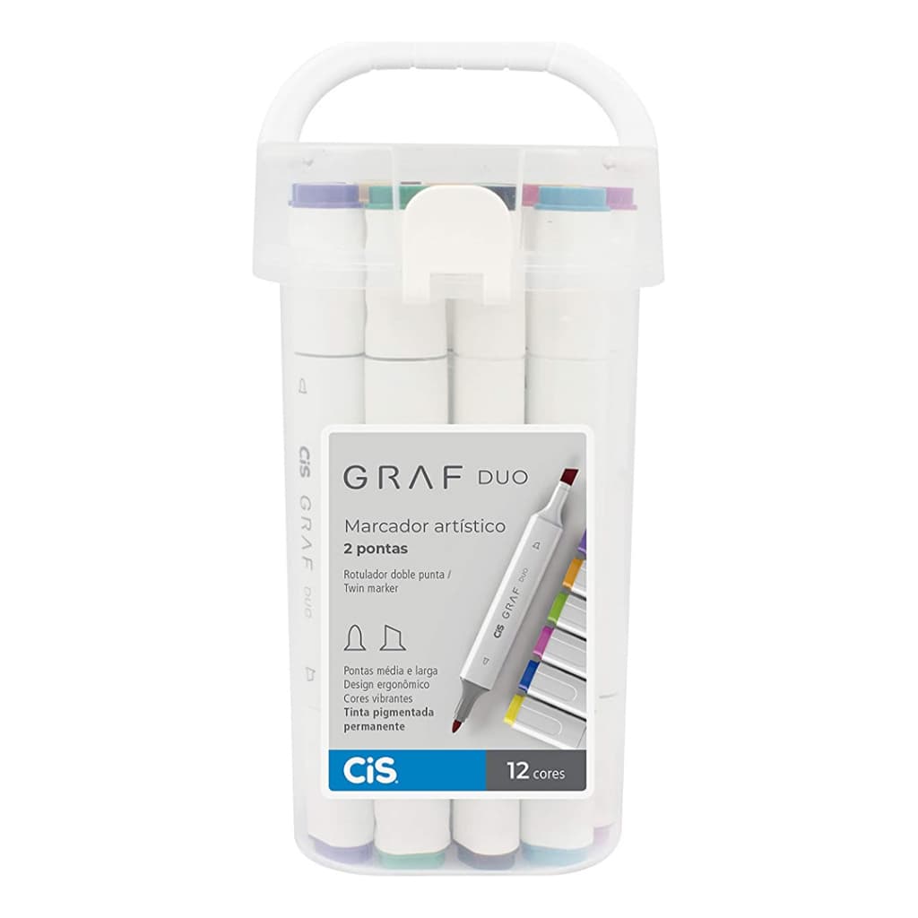 Estojo De Marcador Artístico Cis Graf Duo 12 Cores Cor Multicores