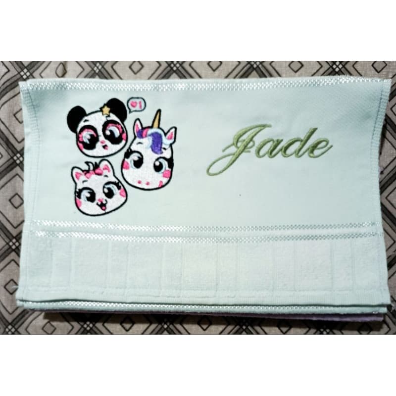 Toalhinha lavabo Personalizada Bordada 30x45cm Puket /unicórnio/gato/panda