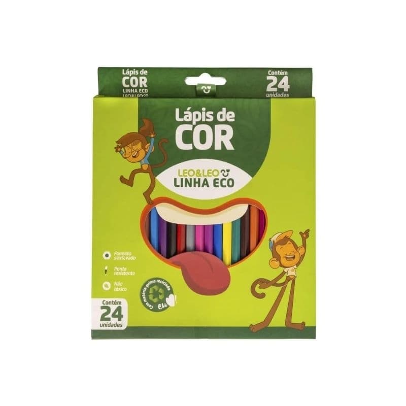 Lápis de Cor Eco Sextavado Flex Ecológico 12/24 Cores Leo&Leo