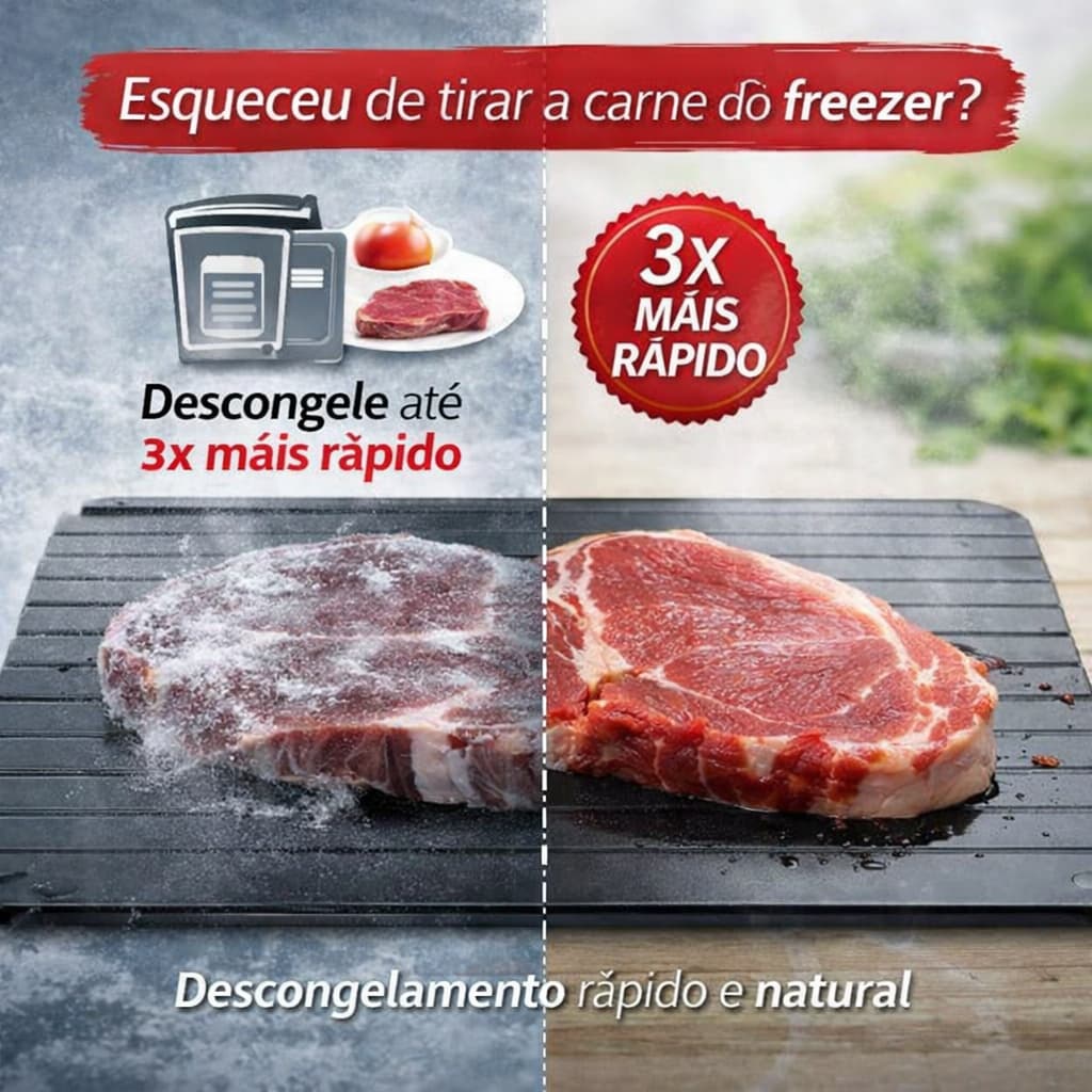 Tábua Descongelamento Rápido Carne Alumínio Placa Descongeladora Alimentos Antiaderente Cozinha