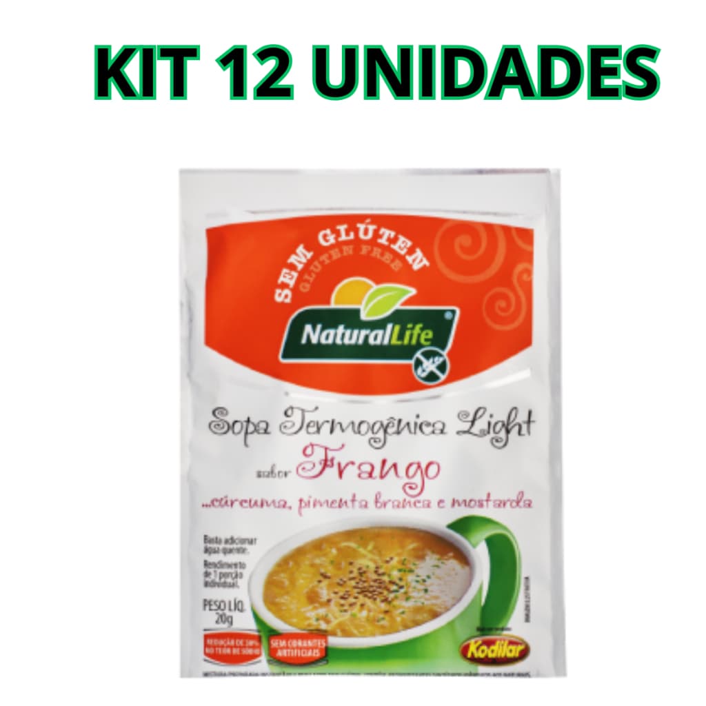 Kit 12 Sopa Termogênica Light Sabor Frango Sem Glúten Kodilar 20g