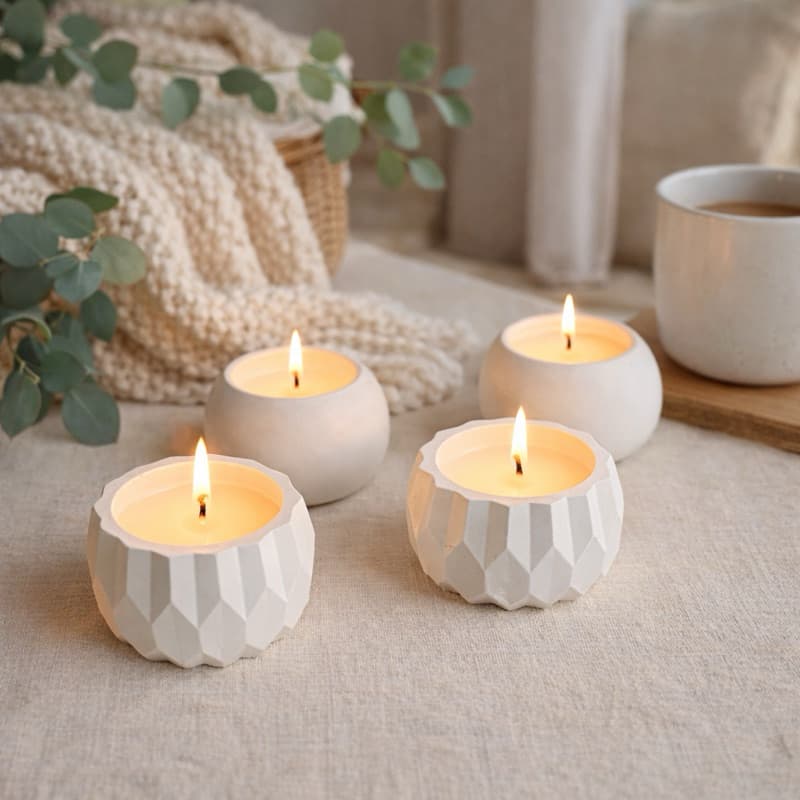 Kit 4 Velas Aromáticas + Vaso Decorativo 2 em 1 Artesanal Para Plantas Artificiais