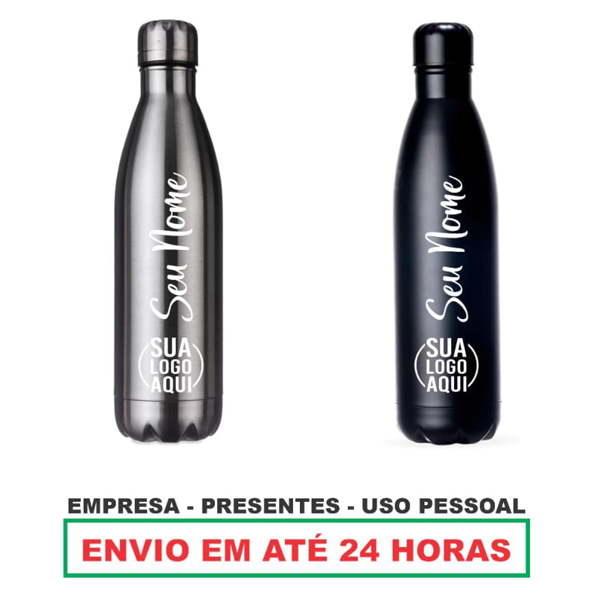 Garrafa térmica 500mL personalizada a laser com sua logo ou nome