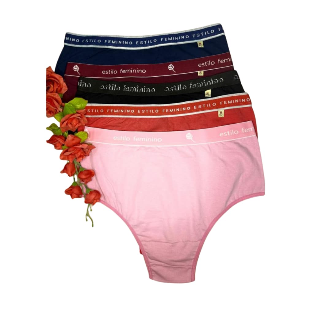 Kit 04 Calcinhas Lisas Femininas Adulto Algodao Cintura Alta Modelo Especial Cotton