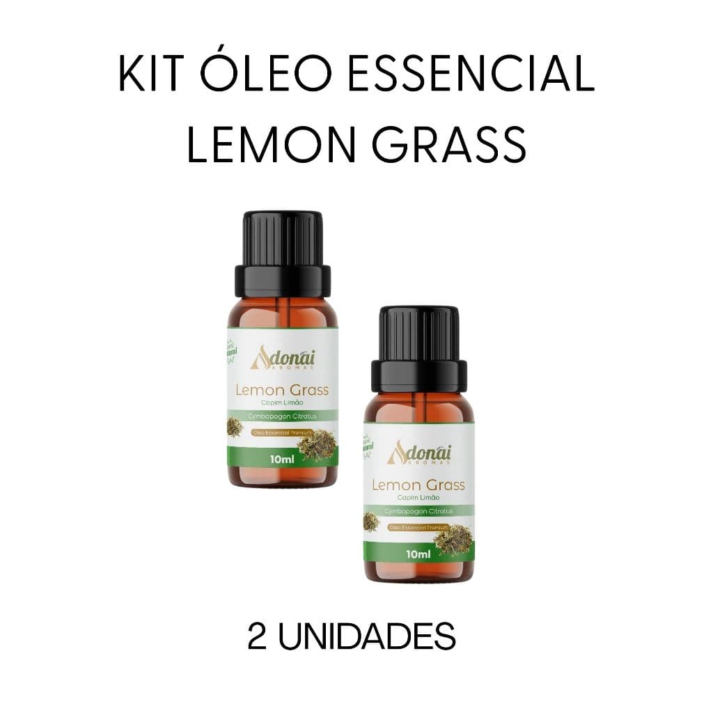 Kit 2 Óleo Essencial Premium Lemon Grass 10ml Adonai Difusor Elétrico Umidificador Aromateriapia