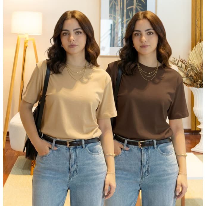 Kit 2 T-shirts Básicas 100% Algodão Camisetas Femininas e Masculinas Sem Estampa Unissex