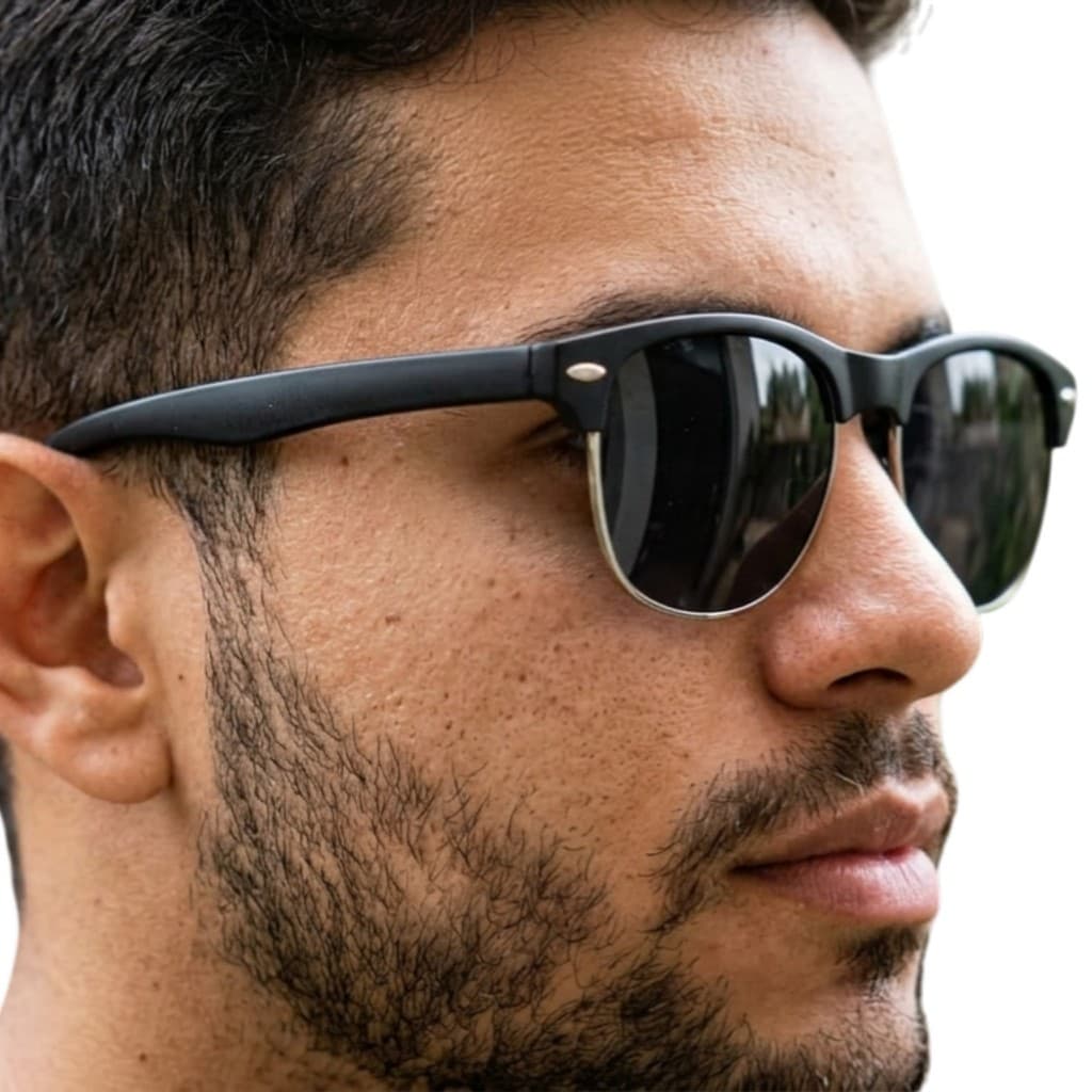 Óculos De Sol Armação Oval De Metal E Plástica Lente Escura Fashion Moderno Com Proteção UV400 MD-13