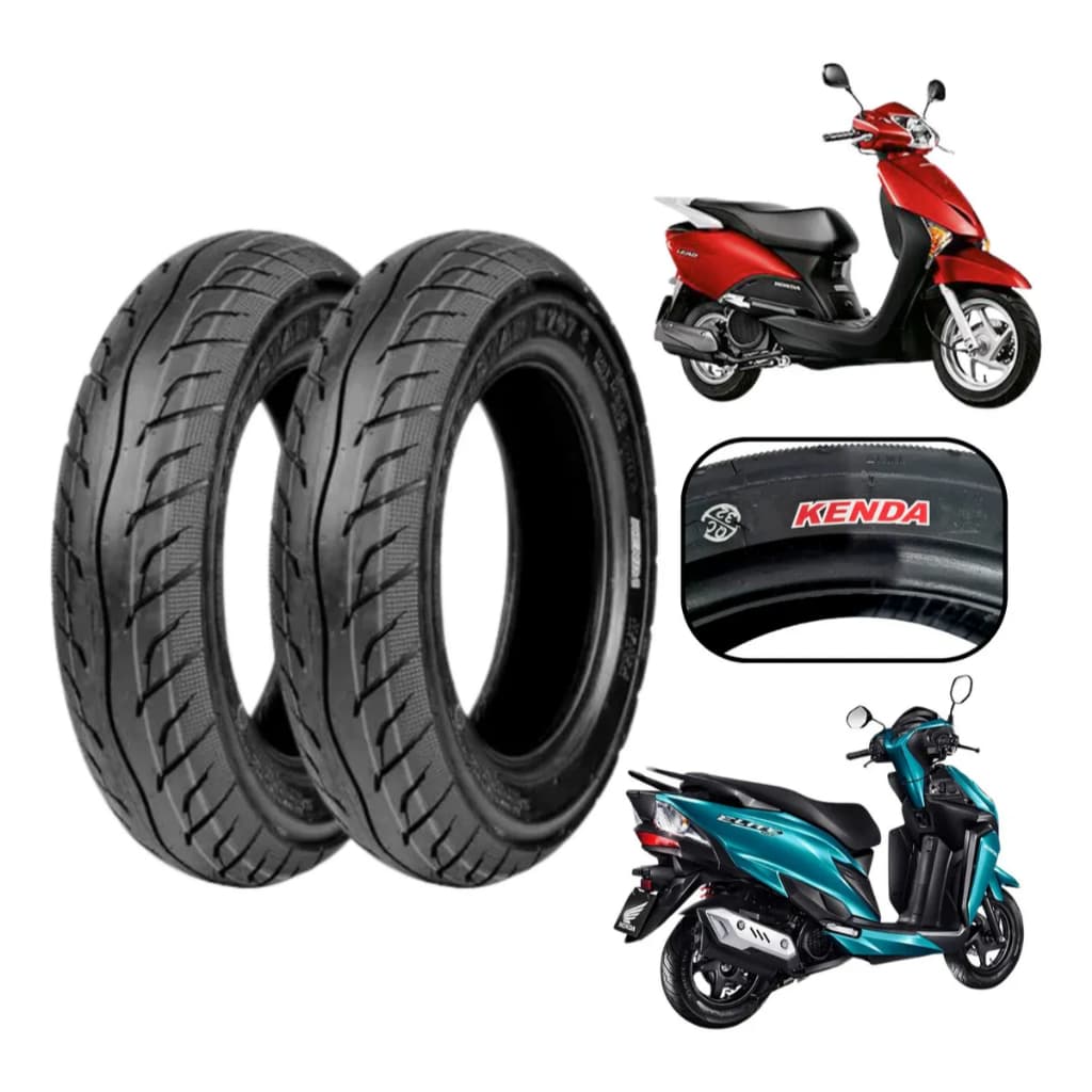 Par Pneu Elite Lead 100/90-10 + 90/90-12 Kenda Honda Dianteiro Traseiro K707