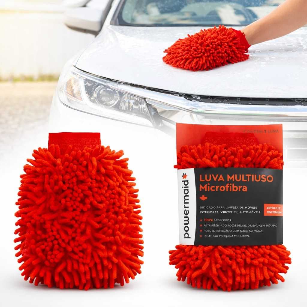 Luva Multiuso Microfibra 100% Limpeza Lavagem Carro Moto E Geral Super Macia Nao Solta Pelos Limpeza Seca  Da Brilho