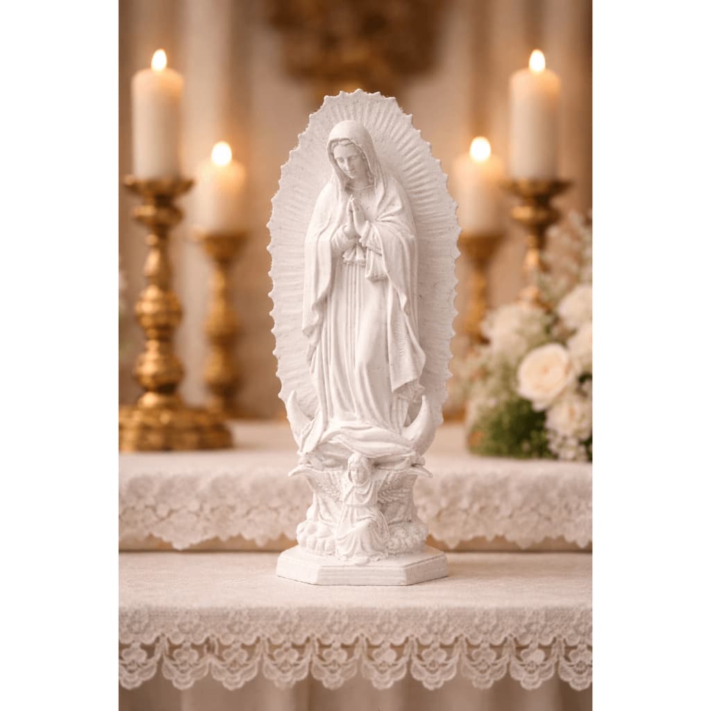 Estatua Nossa Senhora de Guadalupe Religiosa Catolica Enfeite Decoração Mesa Parede Oratorio Quarto Sala