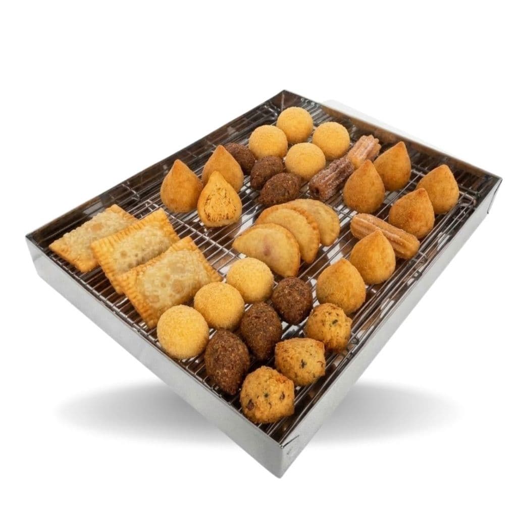 Escorredor De Salgados Inox 30cm X 40cm Secador Frituras Fácil de Limpar Grelha Removível