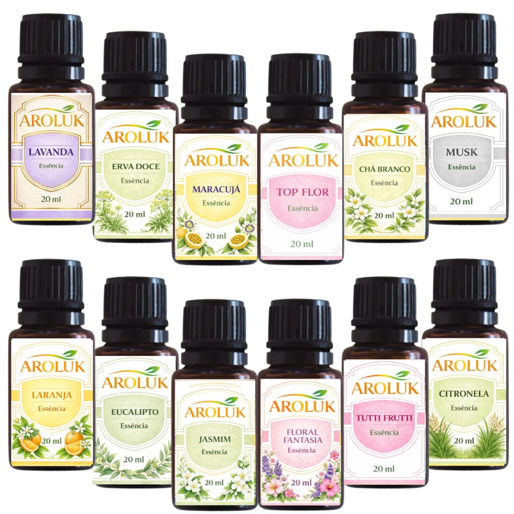 Kit's Essências Hidrossolúveis Umidificador 20ml Base de Água Difusor de Ar e Ambiente Hidrosolúveis