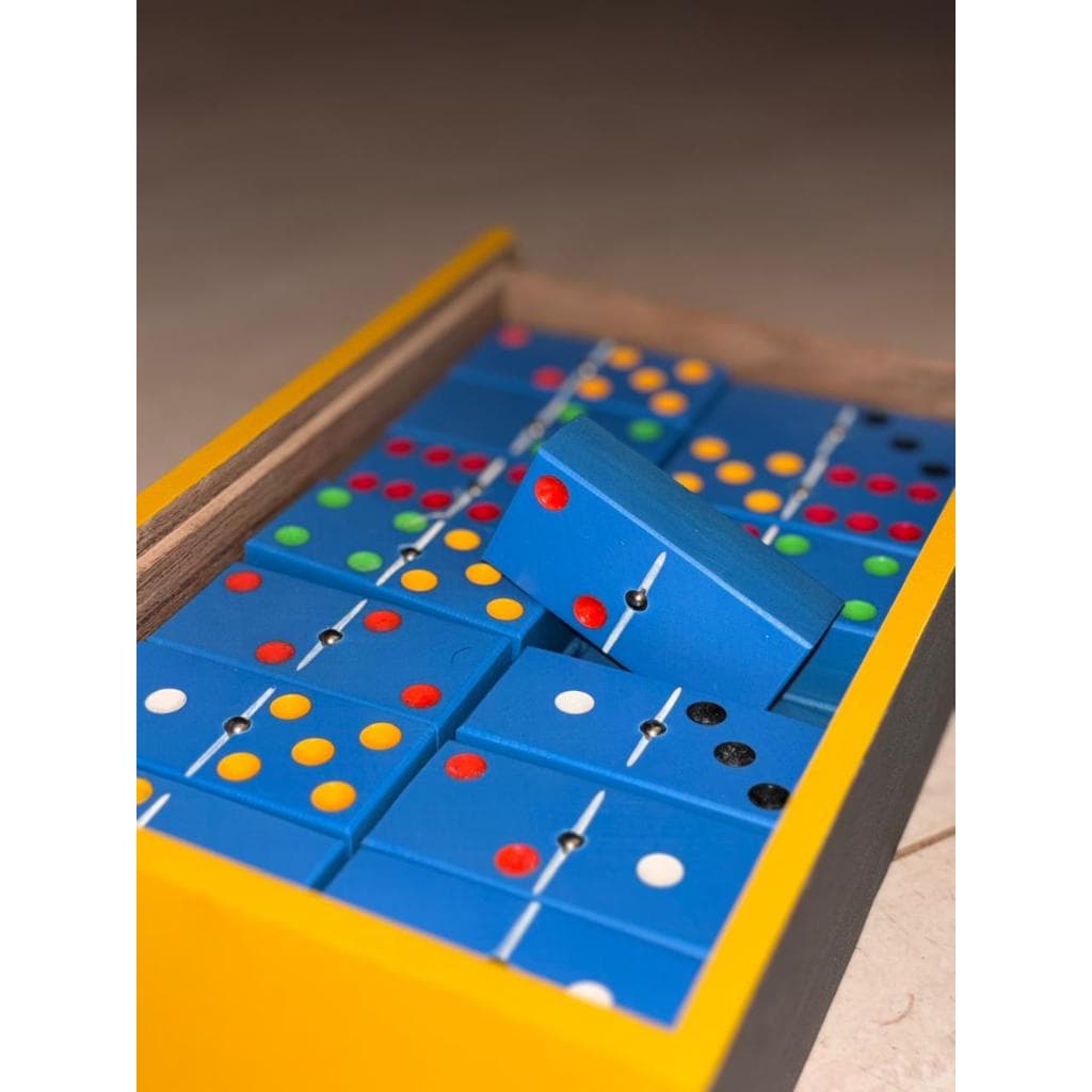 Dominó 1.1 Profissional Grosso PVC Azul Maciço Colorido Caixa de Madeira MDF Tinta Automotiva Esfera