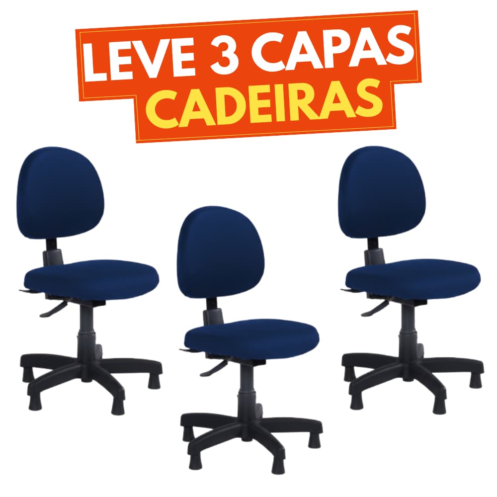 Kit Capa de Cadeira Escritório 3 Peças Giratória Universal Assento Encosto