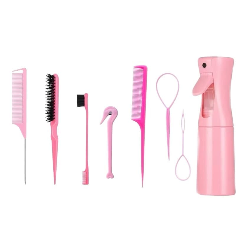 Kit 8/7/5 peças de Ferramentas para modelagem de cabelo com borrifador e ferramentas para tranças com Cortador