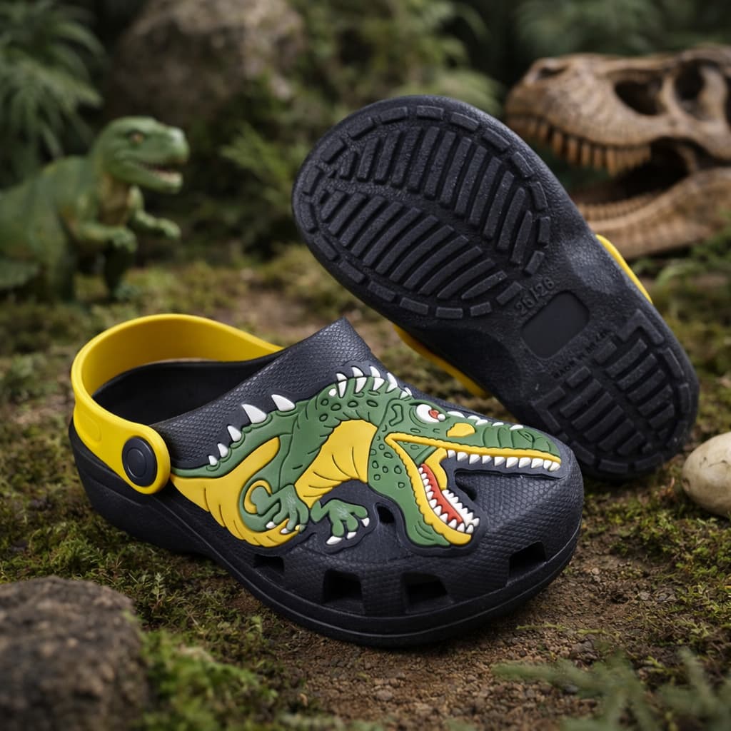 Sandália Chinelo Premium Infantil Menino Dinossauro T-Rex Antiderrapante Confortável Macio Promoção