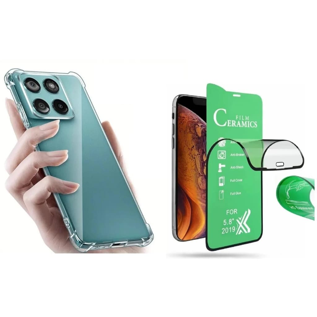 Kit Proteção 360: Capa Anti Shock + Película Nano Cerâmica 9D - Moto Edge 30 40 50 60