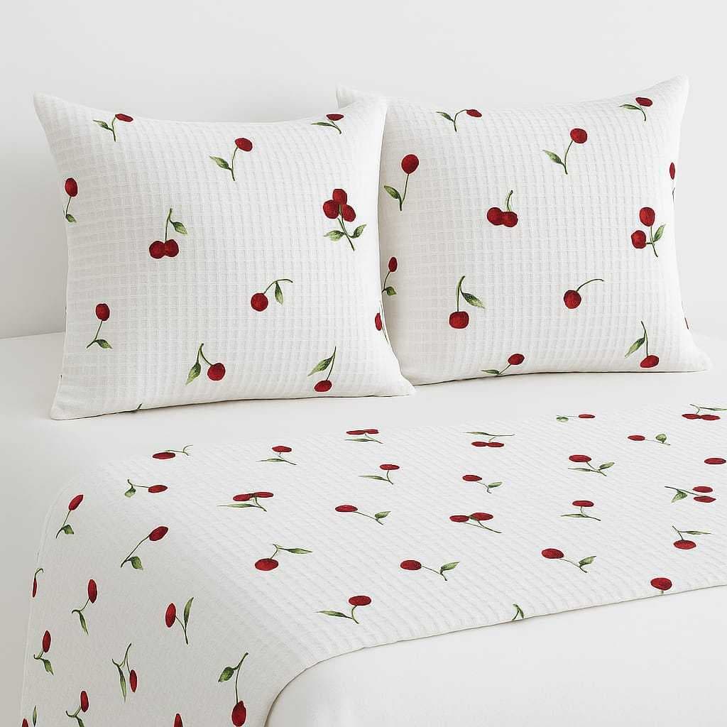 Peseira Piquet Favo Estampado Padrão +2 Capas De Almofadas Cama Posta