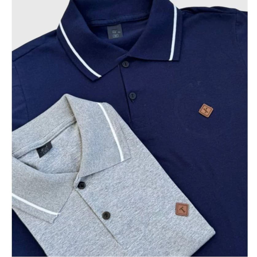 Kit 2 Camisas Polo Masculina 100% Algodão Lisa Básica malha fria Várias Cores.