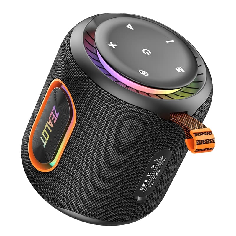【Envio Imediato】Caixa de Som Bluetooth ZEALOT-M1 Boombox  Bluetooth 5.4 30W RGB | IPX5 | Bateria 6000mAh | TWS | Alça An
