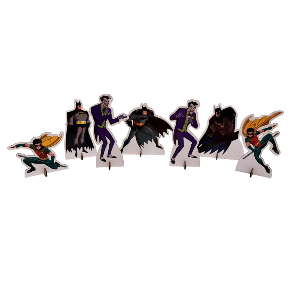 Kit 7 Totens Display Mesa Batman Decoração Festa Infantil MDF Personagens Super Herói Aniversário Temático