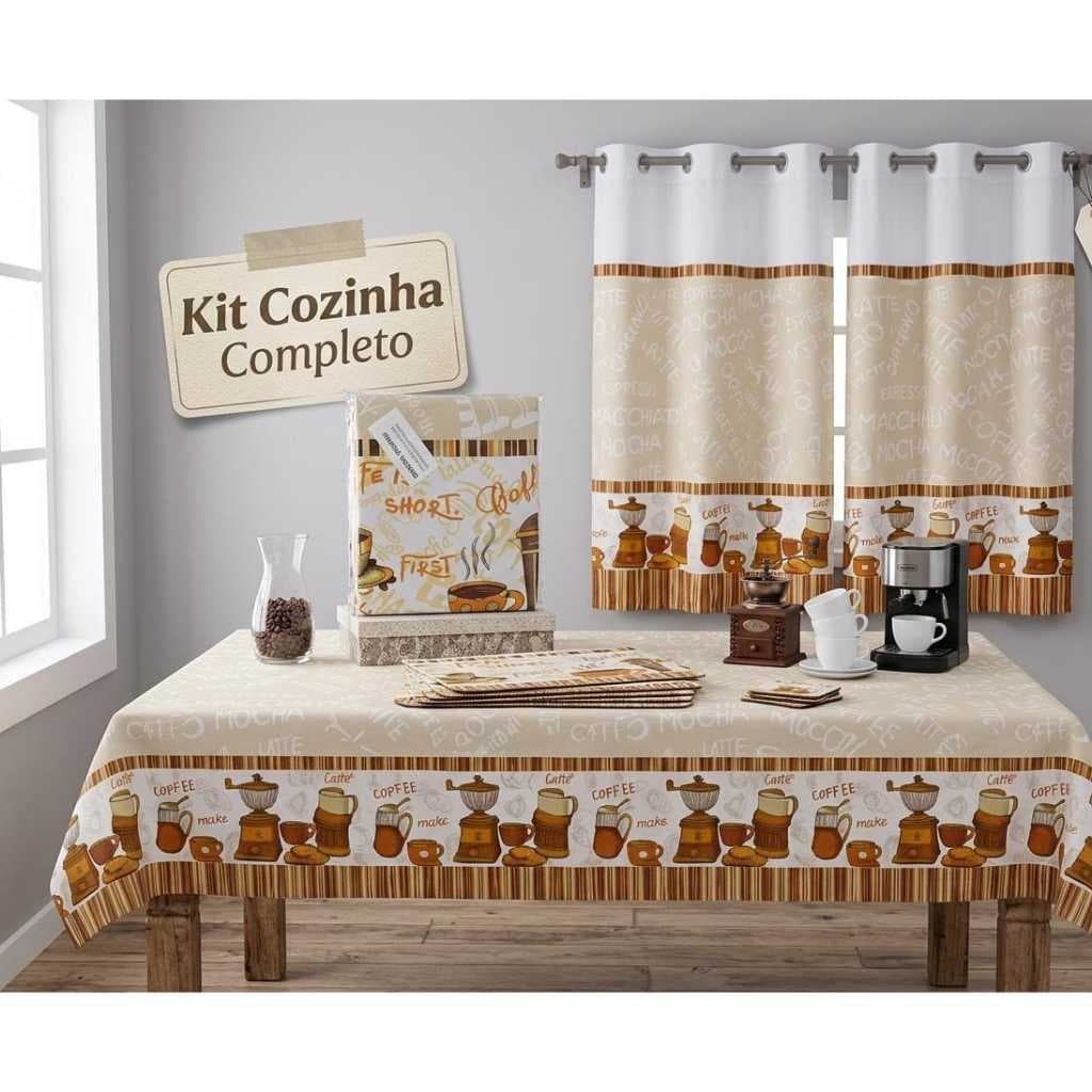 KIT TOALHA DE MESA E CORTINA PARA COZINHA  2.00 COMP x 1.50 ALT TECIDO OXFORD 100% +ENVIO SEGURO E RÁPIDO