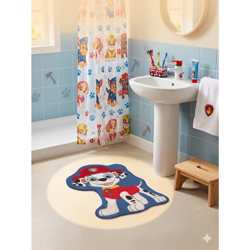Tapete Marshall Patrulha Canina Para Banheiro Quarto Rosa Antiderrapante Poliéster 47 cm X 60 Oficial