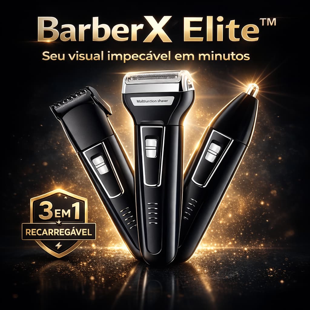 Aparador de Barba e Pelos Barbeador BarberX Elite™ 3x1 Recarregável Bivolt
