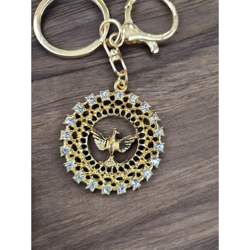 Chaveiro Redondo Divido Espírito Santo com Strass