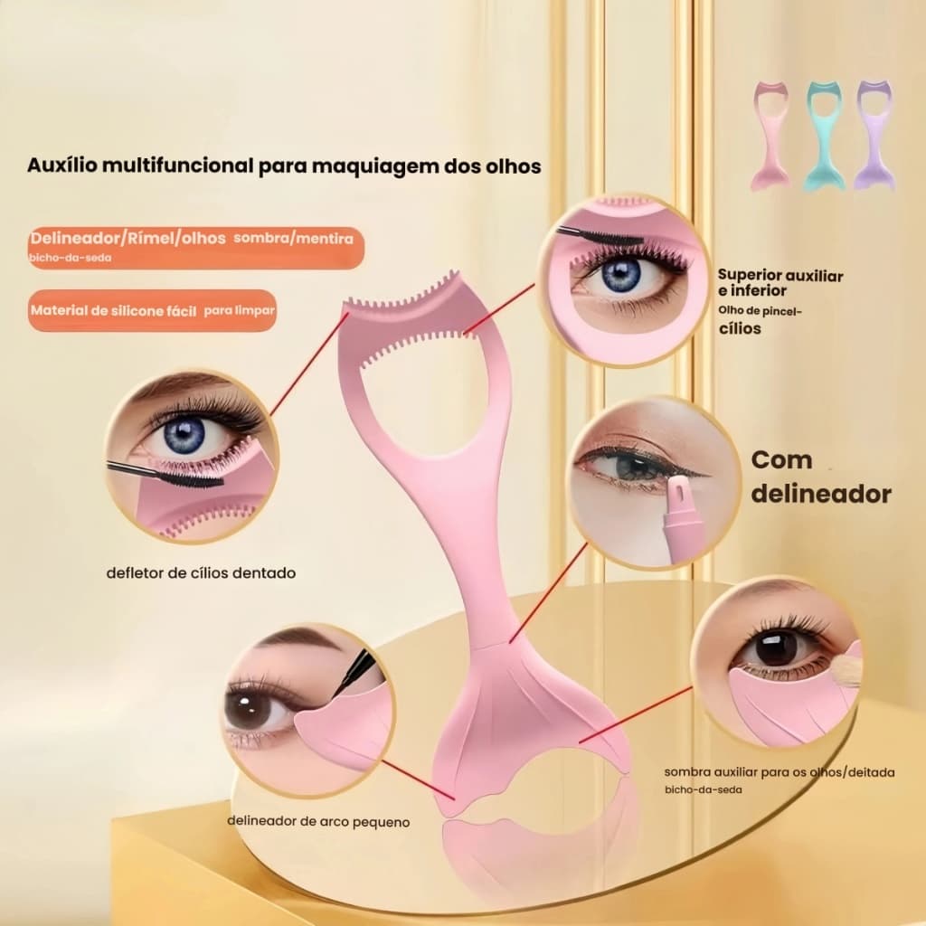 Aplicador de Cílios 2 em 1 | Auxiliar para Delineador e Máscara | Ferramenta de Maquiagem Olhos