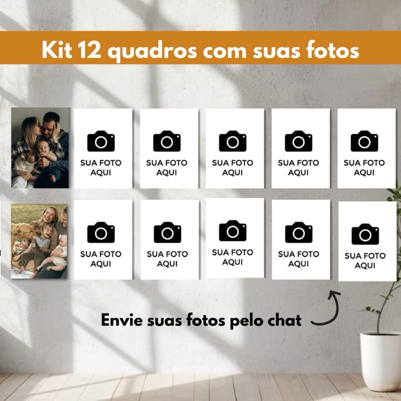 quadro decorativo kit com 12 placas decorativas MDF 10x15 para sala casa personalizado com sua foto pet família presente