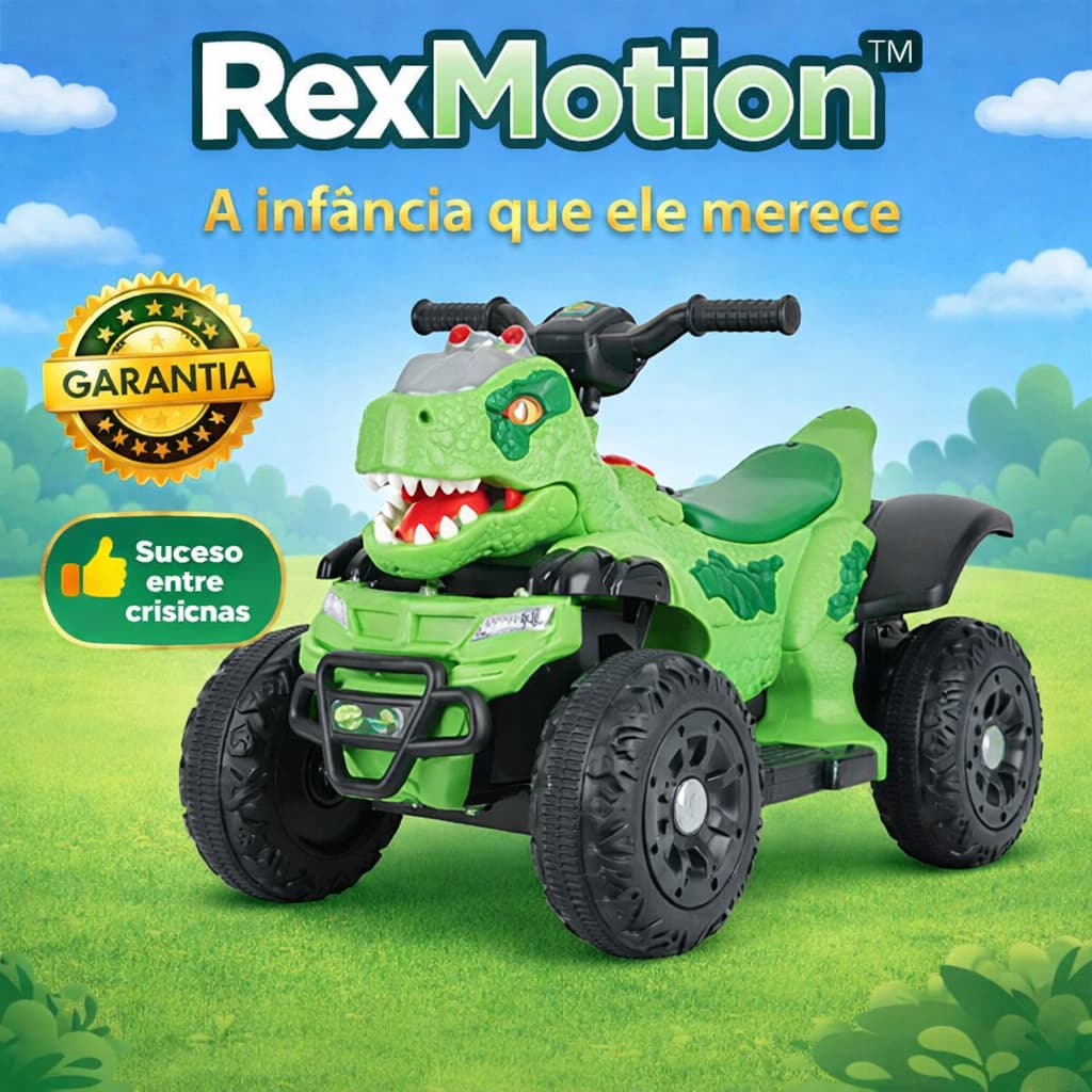 Quadriciclo Elétrico Infantil 6V Dinossauro RexMotion™ Motorizado com Bateria Recarregável Seguro