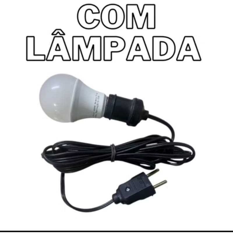rabicho soquete com lampada 2 metros extensor para tomada fio BIVOLT 110V E 220V cobrecom tamanhos bocal e27