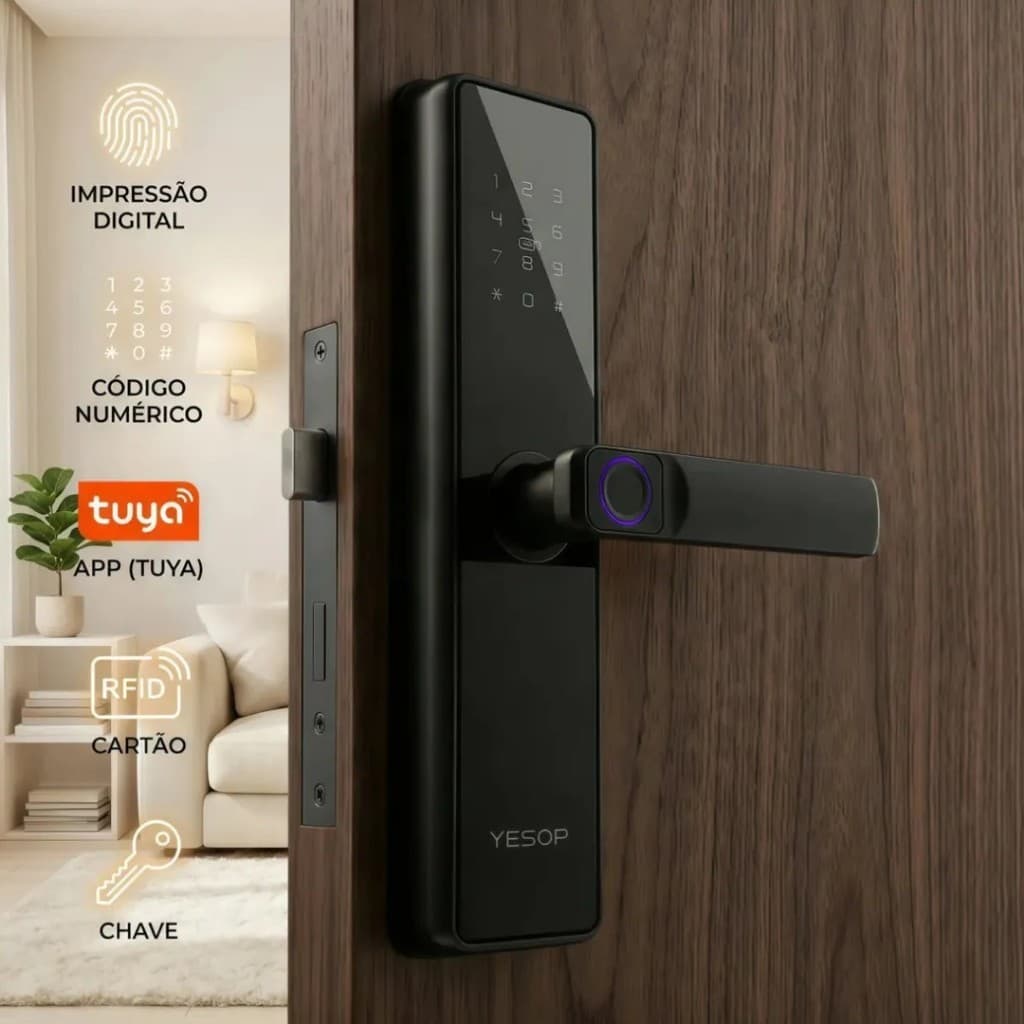YESOP Fechadura Digital Inteligente Wi-Fi À Prova D'água Biometria Tuya App Senha Cartão Chave