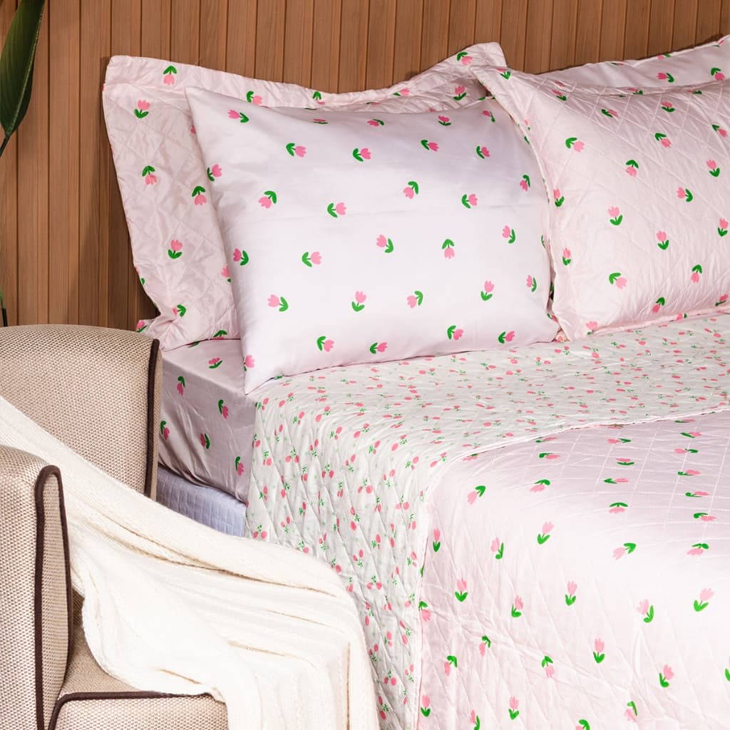 Cobre Leito Basic Casal Padrão Estampado 180 fios 3 pçs