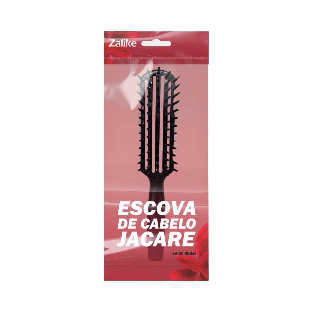 Escova Jacaré Zalike para Cabelo Desembaraçante e Modeladora Cerdas Flexíveis Ergonômica 1 Unidade