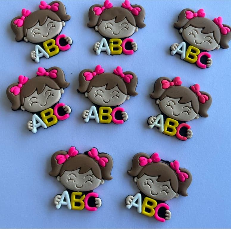 KIT APLIQUE EMBORRACHADO ESCOLAR MENINAS ABC